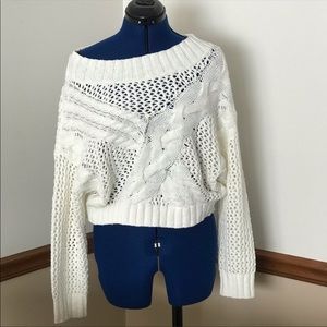 Express medium white oversized chenille sweater